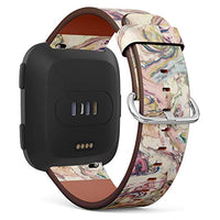 Replacement Leather Strap Printing Wristbands Compatible with Fitbit Versa - Marble Stone Colorful Art Background Texture