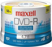 Load image into Gallery viewer, Maxell 638011 DVD-R Discs, 4.7GB, 16x, Spindle, Gold, 50/Pack
