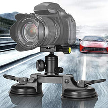 Load image into Gallery viewer, Professional Heavy Duty (20 lbs Load) True DSLR Mirorrless Camera Suction Cup Car Mount Camcorder Vehicle Holder w/Quick Release Plate 360 Ball Head Compatible with Nikon Canon Sony RED BM Hi-Speed
