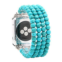 KAI Top Compatible with Apple Watch Band 42mm 44mm 45mm for Women Girls, Fashion Created-turquoise Beaded Elastic Stretch Replacement Bands Compatible with iWatch Series SE, Series 7/6/5/4/3/2/1