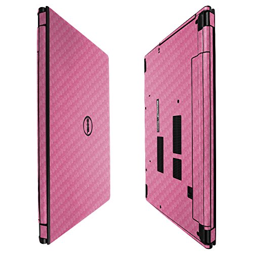 Skinomi Pink Carbon Fiber Full Body Skin Compatible with Dell Inspiron 15 3000 (Series 2017)(Full Coverage) TechSkin Anti-Bubble Film