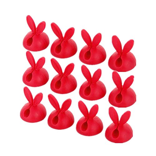 Reusable Fastening Wire Organizer Desktop Cable Holder Red Set of 12