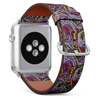S-Type iWatch Leather Strap Printing Wristbands for Apple Watch 4/3/2/1 Sport Series (42mm) - Colorful Psychedelic Background Made of interweaving Curved Shapes