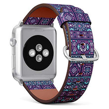 Load image into Gallery viewer, S-Type iWatch Leather Strap Printing Wristbands for Apple Watch 4/3/2/1 Sport Series (38mm) - Dark Multicolor Tribal Pattern with Fancy Doodle Aztec Elements
