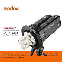 Load image into Gallery viewer, Godox AD-B2 Dual Power Twin Head Bowens Mount to Install 2 Godox AD200 or AD200 Pro Pocket Flash or Flashpoint eVOLV 200 TTL Modular Strobe Light Together to Achieve 400W Power Output
