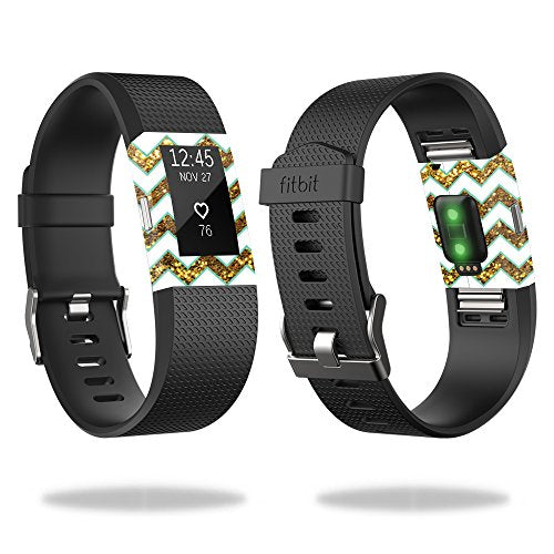 MightySkins Skin Compatible with Fitbit Charge 2 wrap Cover Sticker Skins Glitter Chevron