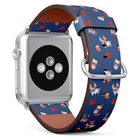 S-Type iWatch Leather Strap Printing Wristbands for Apple Watch 4/3/2/1 Sport Series (38mm) - Cute Pattern of French Bulldog Puppies with Cake and Coffee