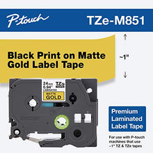 Load image into Gallery viewer, Brother P-touch TZe-M851 Black Print on Premium Matte Gold Laminated Tape 24mm (0.94) wide x 8m (26.2) long
