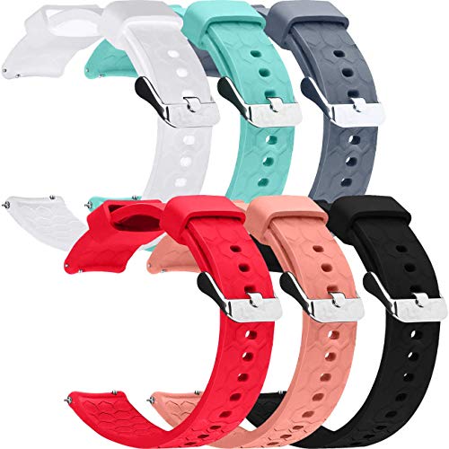 ECSEM 6PCS 20mm Replacement Silicone Bands Compatible with Garmin Forerunner 645 Music Smartwatch, Standard Size, 6Pack (4351608936)
