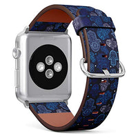 S-Type iWatch Leather Strap Printing Wristbands for Apple Watch 4/3/2/1 Sport Series (38mm) - Hamsa Hand of Fatima Illustration Background Pattern