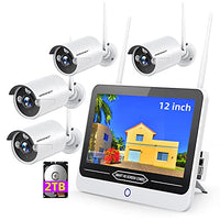 3MP Wireless Security Camera System with 12 Monitor 2TB Hard Drive,SMONET 8CH WiFi Home Surveillance NVR Kits,4Pcs 3MP Outdoor Indoor CCTV IP Cameras,Clearer Than 1080P,Night Vision,Free App P2P
