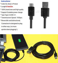 Load image into Gallery viewer, 6 Feet/2M High Speed USB 3.1 Reversible Sync Data Charging Cable Cord Wire for Motorola Moto Z Force Droid XT1650M Cellphone
