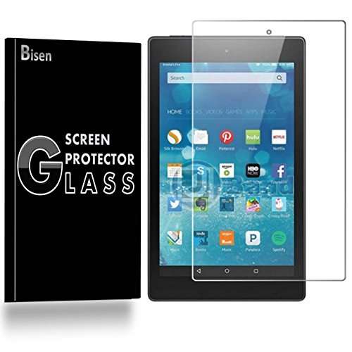 [2-Pack BISEN] Fit for Fire 7 (5th Gen, 2015) / Fire 7 Kids (5th Gen, 2015) Tempered Glass Screen Protector, Anti-Scratch, Anti-Shock, Shatterproof, Lifetime Protection