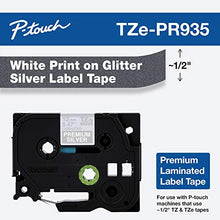 Load image into Gallery viewer, Brother Genuine P-touch TZe-PR935 White Print on Premium Glitter Silver Laminated Tape 12mm (0.47) wide x 8m (26.2) long, TZEPR935
