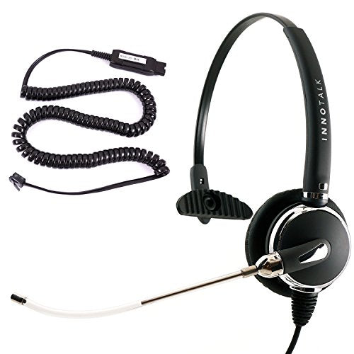 Phone Headset Compatible with Avaya 1408 1416 2410 2420 4424 4606 4610 4612 4620 - Changeable Voice Tube Mic + HIC Quick Disconnect Cord as Call Center Phone Headset