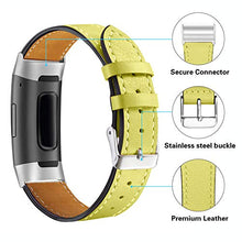 Load image into Gallery viewer, Shangpule Compatible for Fitbit Charge 4 / Fitbit Charge 3 / Fitbit Charge 3 SE bands, Genuine Leather Band Replacement Accessories Straps Women Men Small Large (Yellow)
