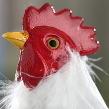 Load image into Gallery viewer, Standing White Feathered Artificial Rooster with Attached Wire
