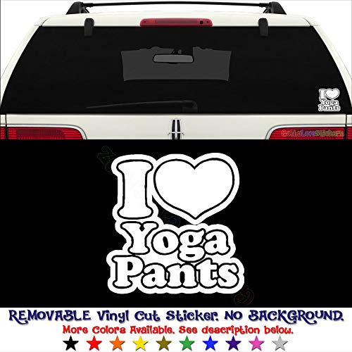GottaLoveStickerz I Love Yoga Pants Removable Vinyl Decal Sticker for Laptop Tablet Helmet Windows Wall Decor Car Truck Motorcycle - Size (07 Inch / 18 cm Tall) - Color (Matte Black)
