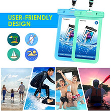 Load image into Gallery viewer, MoKo Waterproof Phone Pouch Holder [2 Pack], Underwater Phone Case Dry Bag with Lanyard Compatible with iPhone 14131211ProMaxX/Xr/Xs Max/SE 3,Samsung S21/S10/S9/S8 Plus, Blue+Green
