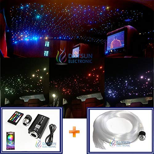 New Car Ceiling Decorative Stars Lights Make Starry Stars Like Real Optic Fiber Cable Stars with Remote Controller/Voice-Active Function (Home Use AC Plug, 300pcs0.03in6.5ft)