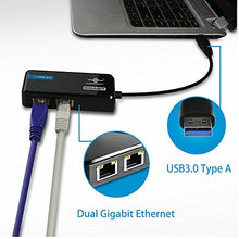 Load image into Gallery viewer, Vantec USB 3.0 to Dual Gigabit Ethernet Network Adapter (CB-U320GNA),Black

