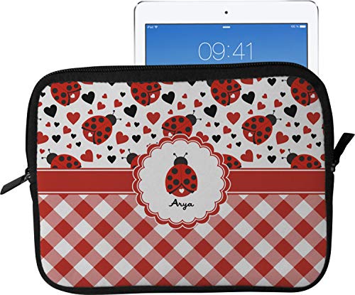 Ladybugs & Gingham Tablet Case/Sleeve - Large (Personalized)