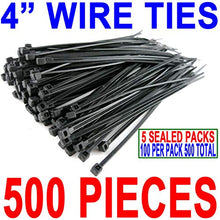 Load image into Gallery viewer, 500 Count - Black Plastic 4&quot; Cable Bundle Tie Wire Wrap Zip Ties
