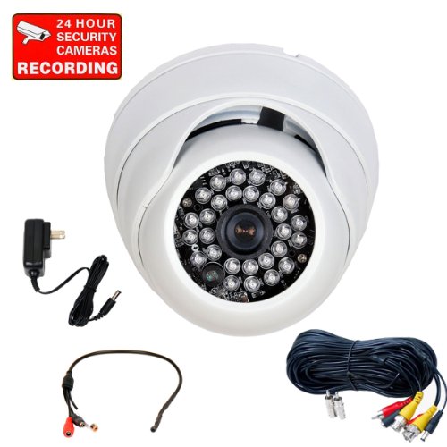 VideoSecu 700TVL Built-in Effio CCD Infrared Outdoor Dome Security Camera Vandal Armor Day Night Vision Camera with Power Supply, and Power Cable A77
