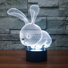 Load image into Gallery viewer, 3D Optical Illusion Lamp Rabbit,7 Color Flashing Art Sculpture Lights Bedroom Desk Table Night Lamp Light for Christmas Kids Gifts

