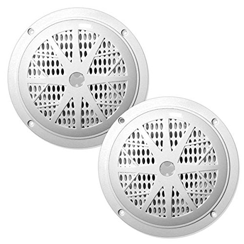 4 Inch Dual Marine Speakers - Waterproof and Weather Resistant Outdoor Audio Stereo Sound System with Polypropylene Cone, Cloth Surround and Low Profile Design - 1 Pair - PLMR41W (White)