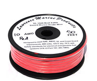 10 AWG Tinned Marine Primary Wire, Red, 50 Feet