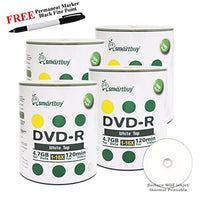 Smartbuy 400-disc 4.7GB/120min 16x DVD-R White Top Blank Media Record Disc + Black Permanent Marker