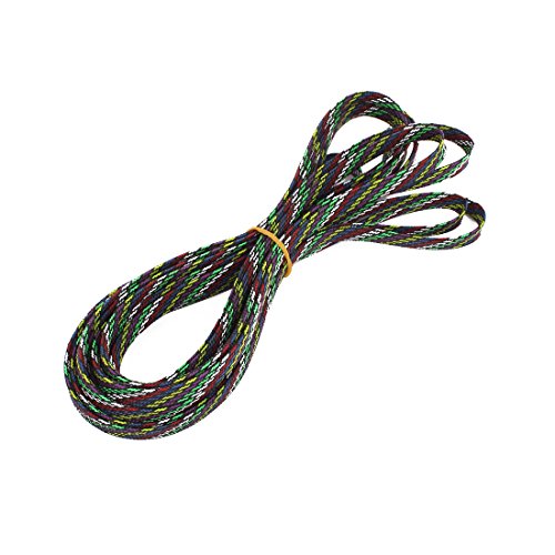 Aexit 10mm PET Tube Fittings Cable Wire Wrap Expandable Braided Sleeving Multicolor Microbore Tubing Connectors 5M Length