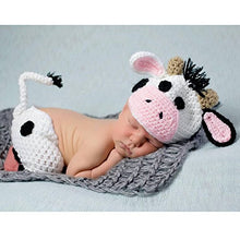 Load image into Gallery viewer, Baby Photography Props Boy Girl Photo Shoot Outfits Newborn Crochet Costume Infant Knitted Clothes Cow Hat Pants White
