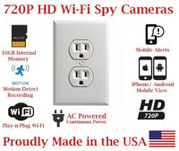 SecureGuard Elite 1080P HD WiFi Wireless IP AC Power Receptacle Outlet Hidden Security Nanny Cam Spy Camera with 16GB Memory (White)