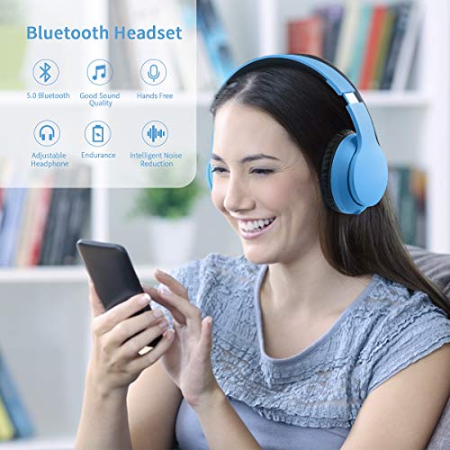 LOBKIN Bluetooth Headphone Over Ear, Stereo Wireless Headset with  Microphone, Foldable Wireless and Wired Headphones with TF Card MP3 Mode  and FM