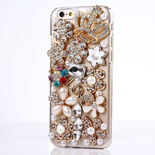 STENES ASUS ZenFone 4 Max Case - Stylish - 100+ Bling Crystal - 3D Handmade Crown Flowers Design Protective Case for ASUS ZenFone 4 Max - Gold