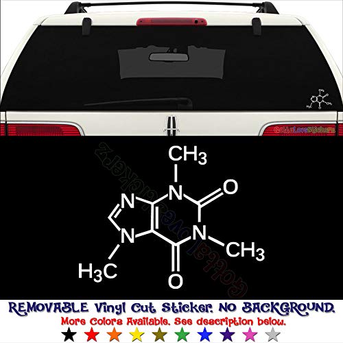 GottaLoveStickerz Caffeine Molecule Science Coffee Removable Vinyl Decal Sticker for Laptop Tablet Helmet Windows Wall Decor Car Truck Motorcycle - Size (15 Inch / 38 cm Wide) - Color (Matte Black)