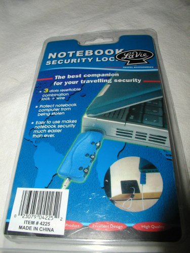 LA VIE LAVIE NOTEBOOK COMPUTER SECURITY LOCK HAS COMBINATION LOCK PLUS WIRE PROTECT YOUR COMPUTER FROM THEFT EASY TO USE ITEM # 4225