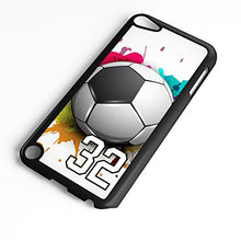 Load image into Gallery viewer, iPod Touch Case Fits 6th Generation or 5th Generation Soccer Ball #7200 Choose Any Player Jersey Number 13 in Black Plastic Customizable by TYD Designs
