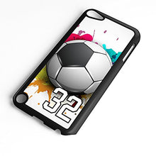 Load image into Gallery viewer, iPod Touch Case Fits 6th Generation or 5th Generation Soccer Ball #7200 Choose Any Player Jersey Number 93 in Black Plastic Customizable by TYD Designs
