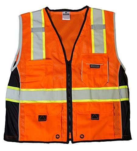 ML Kishigo 1514 Ultra-Cool Polyester Black Series Heavy Duty Vest, Medium, Orange