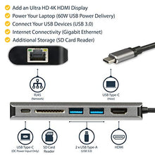 Load image into Gallery viewer, StarTech.com USB C Multiport Adapter - USB-C Travel Dock to 4K HDMI, 3x USB 3.0 Hub, SD/SDHC, GbE, 60W PD 3.0 Pass-Through - Portable USB-C Mini Docking Station USB Type-C/Thunderbolt 3 (DKT30CSDHPD3)

