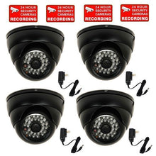 Load image into Gallery viewer, VideoSecu 700TVL Outdoor Dome Security Cameras 4 Pack Built-in 1/3&quot; Effio CCD Day Night Vision Wide Angle 28 IR Infrared LEDs with Power Supplies and Free Security Warning Decals CLQ
