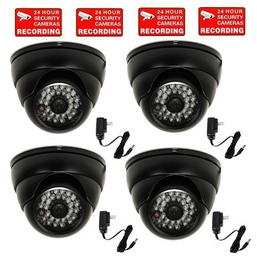 VideoSecu 700TVL Outdoor Dome Security Cameras 4 Pack Built-in 1/3