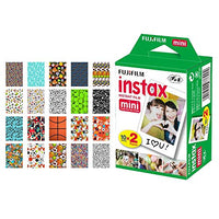 Fujifilm instax Mini Instant Film (20 Exposures) + 20 Sticker Frames for Fuji Instax Prints (Sports)