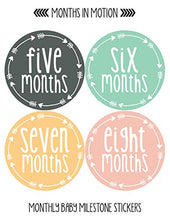 Load image into Gallery viewer, Months In Motion Monthly Baby Milestone Stickers for Girl - Onesie Month Sticker - Infant Photo Prop for First Year - Shower Gift - Newborn Keepsakes - Arrows (Style 1025)
