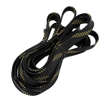 Load image into Gallery viewer, Aexit 14mm Dia Tube Fittings Tight Braided PET Expandable Sleeving Cable Wrap Sheath Black Golden Microbore Tubing Connectors 5M Length
