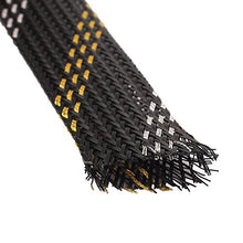 Load image into Gallery viewer, Aexit 16mm PET Tube Fittings Cable Wire Wrap Expandable Braided Sleeving Black Golden Microbore Tubing Connectors 5M Length
