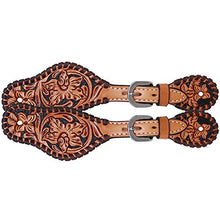 Load image into Gallery viewer, Rafter T Ranch Co Floral Tooled Kids Spur Straps
